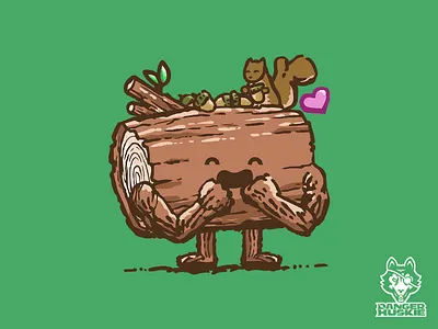 Squirrel Friend Log acorn bffs forest friendship heart illustration illustrator log love squirrel vector vector art