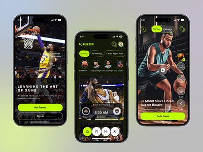 Buzzer Basketball App – Sports Streaming & Highlights UI appuiux basketballapp cleandesign darkui fanengagement gamehighlights highlightreels interactiondesign livesports mobile app mobileappdesign mobileexperience modernui sportsapp sportscommunity sportsexperience sportsfans sportsstreaming sportsui streamingapp