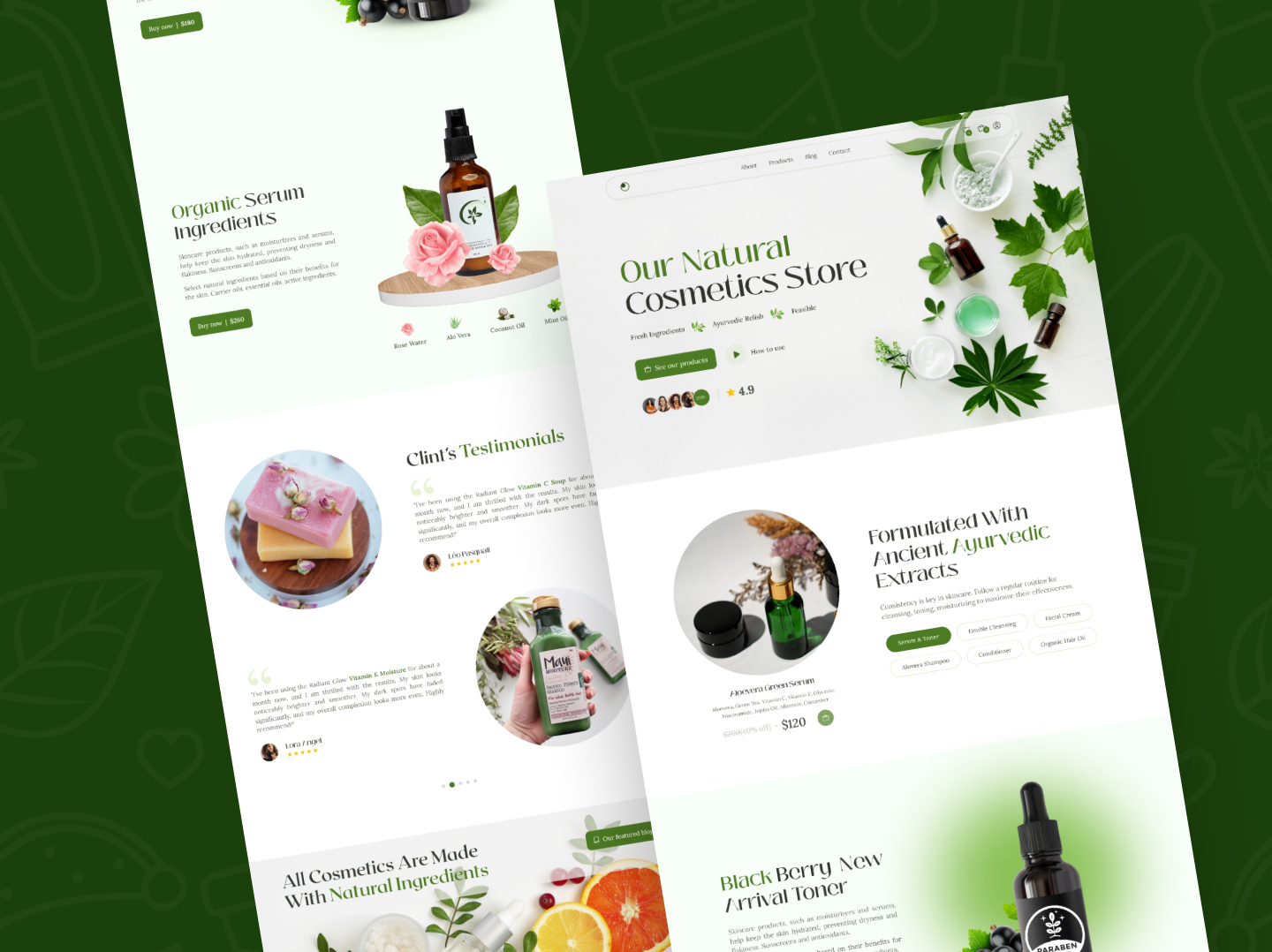 Skin Care Website UI/UX Design cosmetic website cream website green skin care new website shampoo website skin care website tonar website uiux