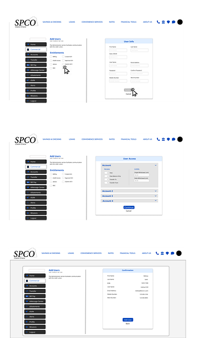 Commercial Banking - Milly Desktop - Adding New Users banking banking app commercial banking desktop design