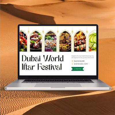Iftar Festival Website UI/UX Design creative ui festival website food website iftar festival iftar website ifter party minimal ui new ui party website restaurant website uiux