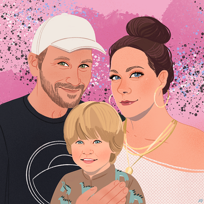 A Personalized Portrait of a Happy Family art digital art hand drawn illustration portrait procreate