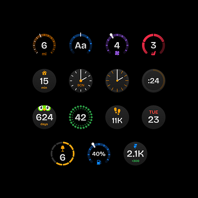 Complications / Micro Widgets apple watch circular widgets compliations duolingo figma ui watch widgets