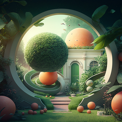 Futuristic garden design graphic design illustration