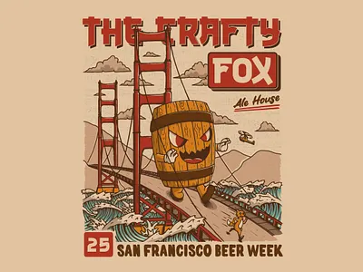 Beer barrel Kaiju bournemouth cartoon cartoon character character illustration kaiju poster retro san francisco tshirt vintage