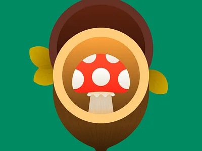 Peachtober Day 1 — Acorn acorn autumn fall illustration leaves mushroom peachtober perspective stylized vector