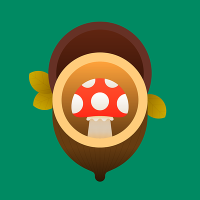 Peachtober Day 1 — Acorn acorn autumn fall illustration leaves mushroom peachtober perspective stylized vector