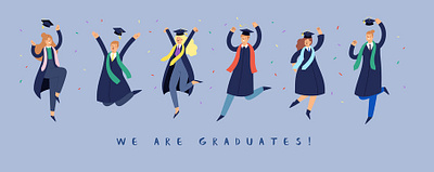 Set of happy jumping young people. app branding design graphic design illustration logo typography ui ux vector