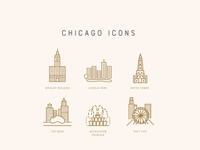Chicago Landmark Icons chicago classic flat historic landmark icons vintage
