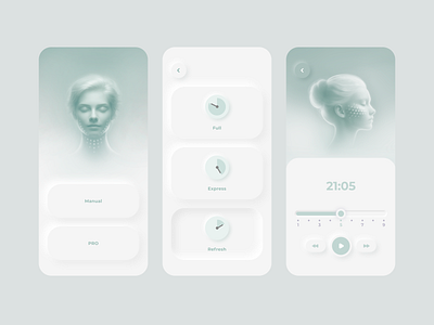 Facial massage app face massage facial massage illustration mobile app neumorphism ui