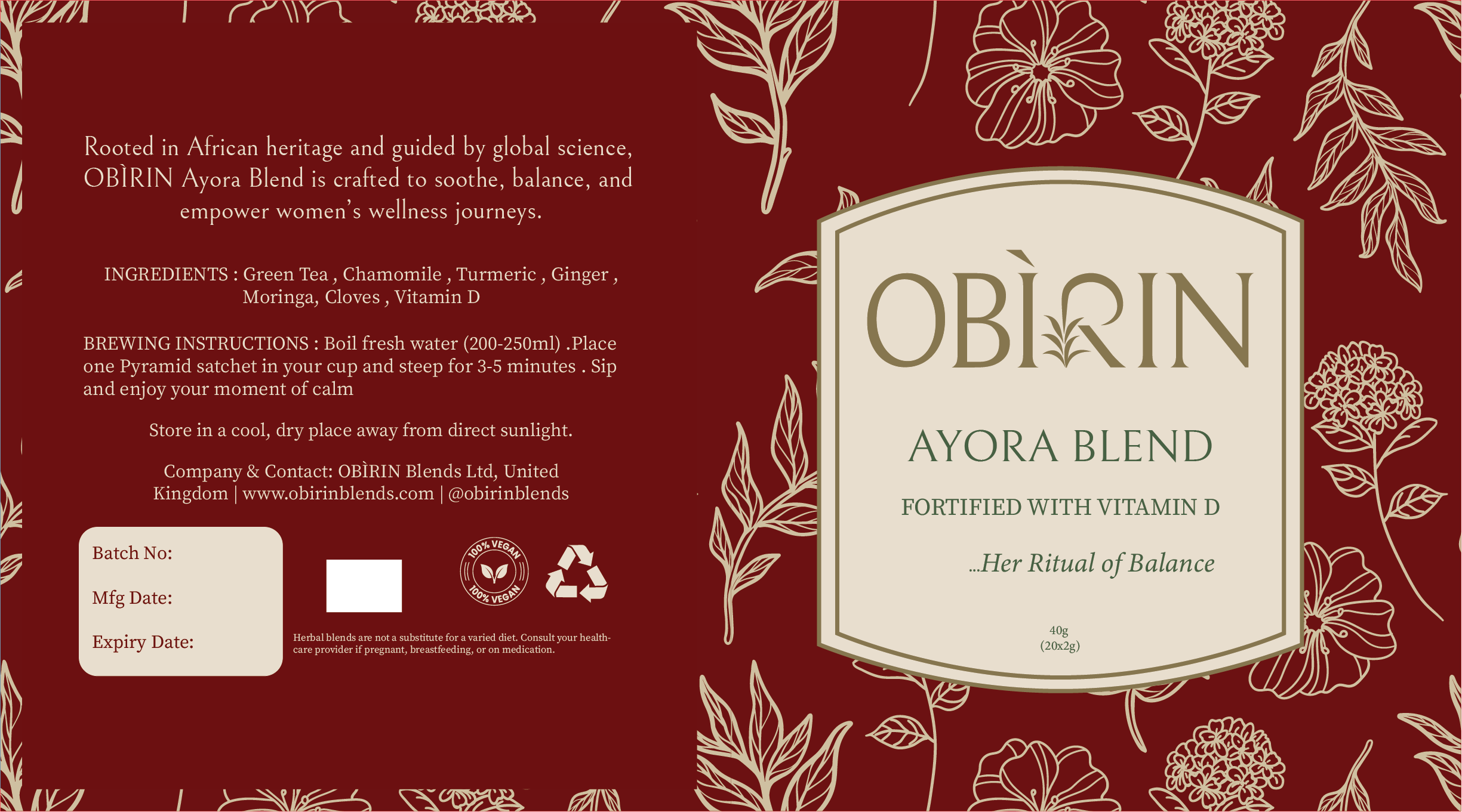 Example of Obìrin—Women’s Wellness Tea Branding