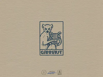 Gammaut Stamp Logo brand design brand identity branding branding design hand drawn identity design illustration instrument lemur logo logo design logo designer logodesign lyre mascot music record label stamp vintage visual identity