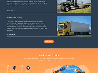 Truck Dispatching animation app landing page clean ui homepage design landing page minimal design modern design responsive design ui user interface web design website design