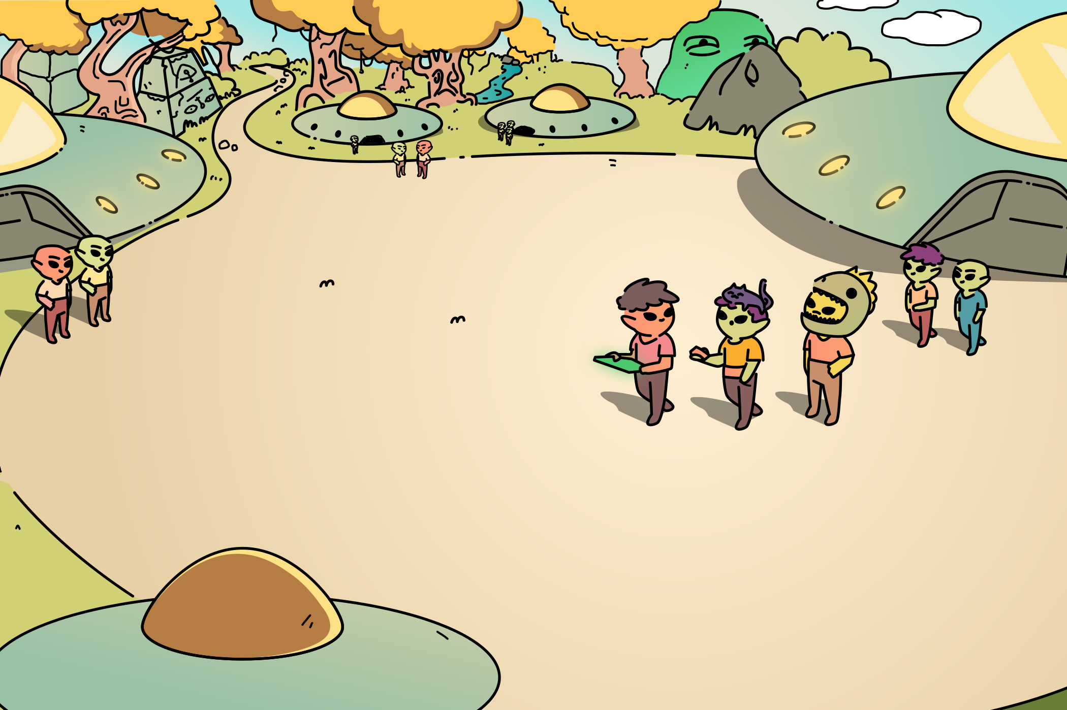 We just landed character design illustration invade invaders land landing metaverse planet