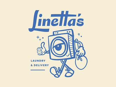 Linetta's Laundry Shirt branding character cyclops dryer illustration laundry lettering logo typography vintage washer