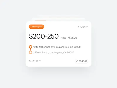 Delivery Progress Cards Widget card delivery design flat gray minimal minimalism minimalist orange progress track ui ux widget