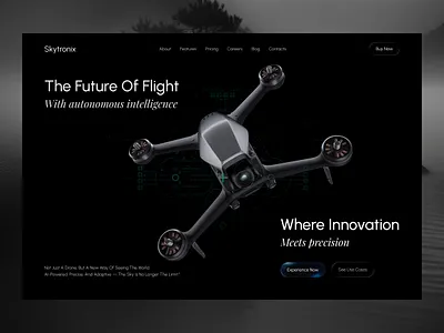 Skytronix | The Future of Flight 3d 3d hero section ai powered design app camera control dark ui drone drone ui homepage map new product tech product landing page technology landing page uiux visual design web web app website