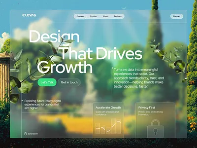 Eleva - Website Design creative website design eco eco website ecofriendly website glass design glass ui green website growth website illustration website landing page liquid glass liquid glass design tech website technology website ui ux web design