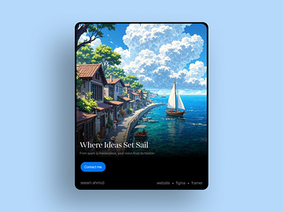 Where Ideas Set Sail - Creative Portfolio Card branding card design dashboard design figma ghibli ui graphic design illustration landing page logo mobile app modern card modern card design ocsen ocsen ghibli section ui ui card uiux vector