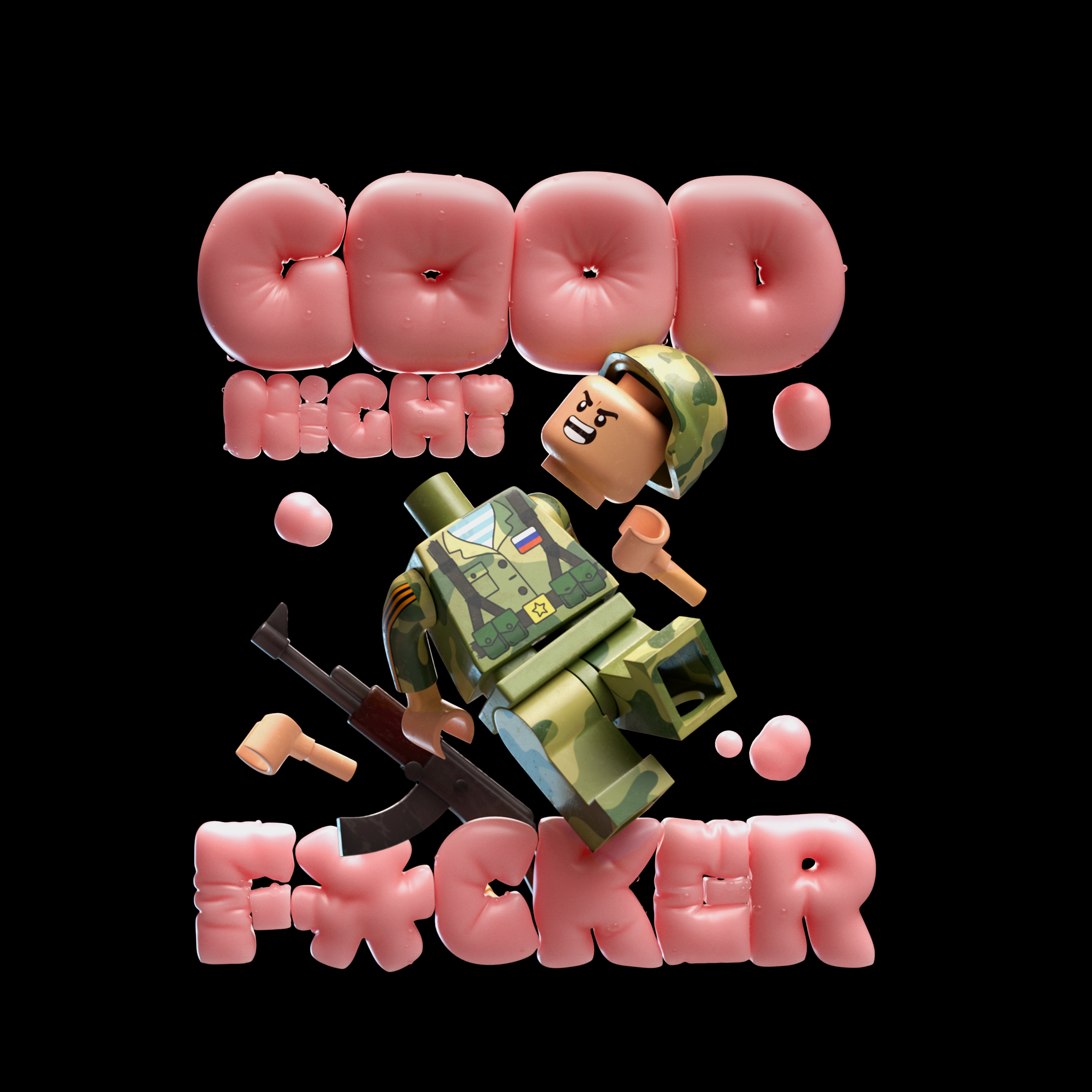 Good night, Sleep tight 3d bubble c4d character coloful illustration lego soldier