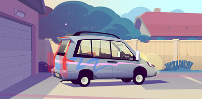 Garage 2d akarmi animation artwork car car decal cartoon cartoon car environment garage illustration illustrator landscape scene scenery sek sekond van vector vehicle