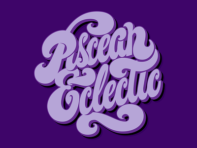 Piscean Eclectic Logo branding design illustration lettering logo logotype pisces psychedelic purple retro typography vector vintage