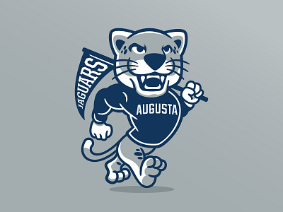 AUGUSTUS STRUTS au augusta banner cat character college illustration jaguar lion logo mascot panther strut tiger university vintage vintagemascot