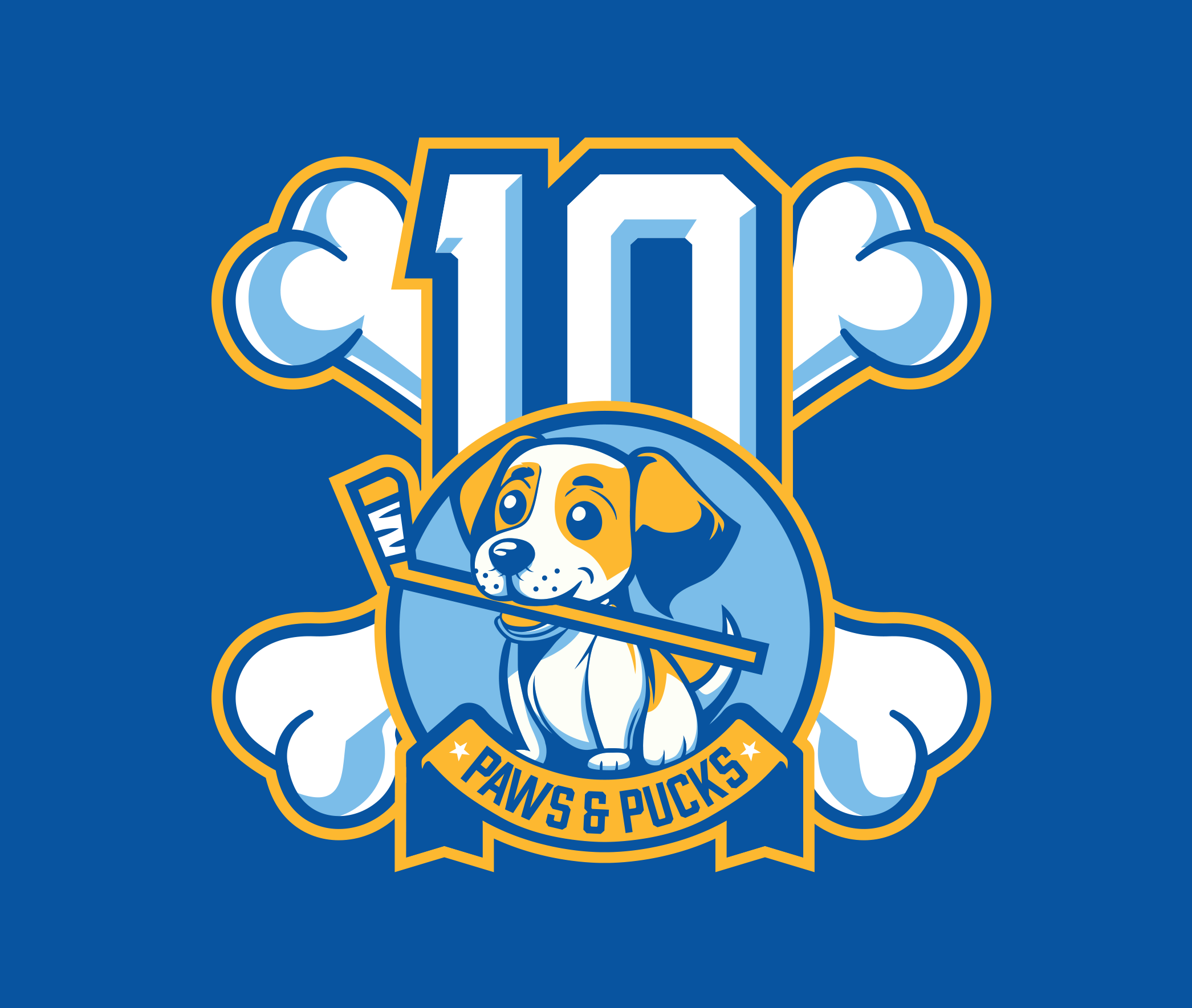 '25 Paws & Pucks 10 beer beer can blue dog dog bone hockey hockey stick ice hockey paws pucks roanoke sphl sports virginia