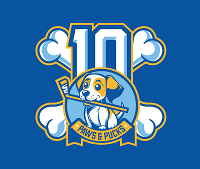 '25 Paws & Pucks 10 beer beer can blue dog dog bone hockey hockey stick ice hockey paws pucks roanoke sphl sports virginia