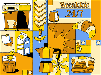 ☕️ animation breakfast character cigarette cocktail coffee croissant design drink editorial food graphic design illustration knife logo milk moka restaurant sandwich