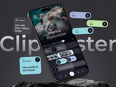 ClipMaster-App edit video app app design audio branding editor app film ios minimalist mobile design ui design user interface ux design video video editor video maker video tool