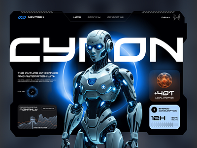 🤖 CYRON — Humanoid Robot Prototype Website Concept artificial intelligence futuristic design humanoid robot innovation ios minimalist mockup product design robotics tech design ui design user interface ux design web design website concept