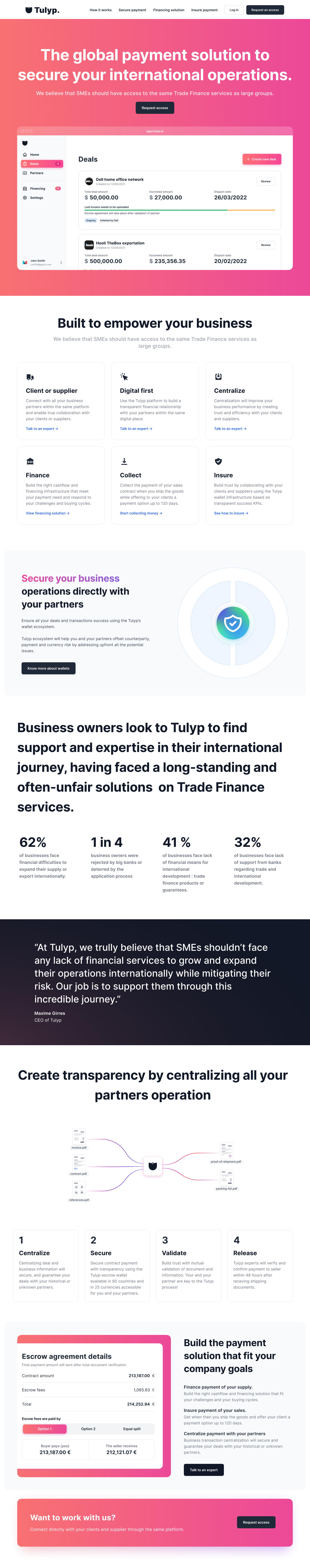 Tulyp Website gradient landing pink