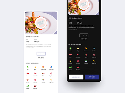 Product page for food delivery mobile app design dietary options flat food food delivery graphic design illustrations mobile app product design product page ui uidesign visual design