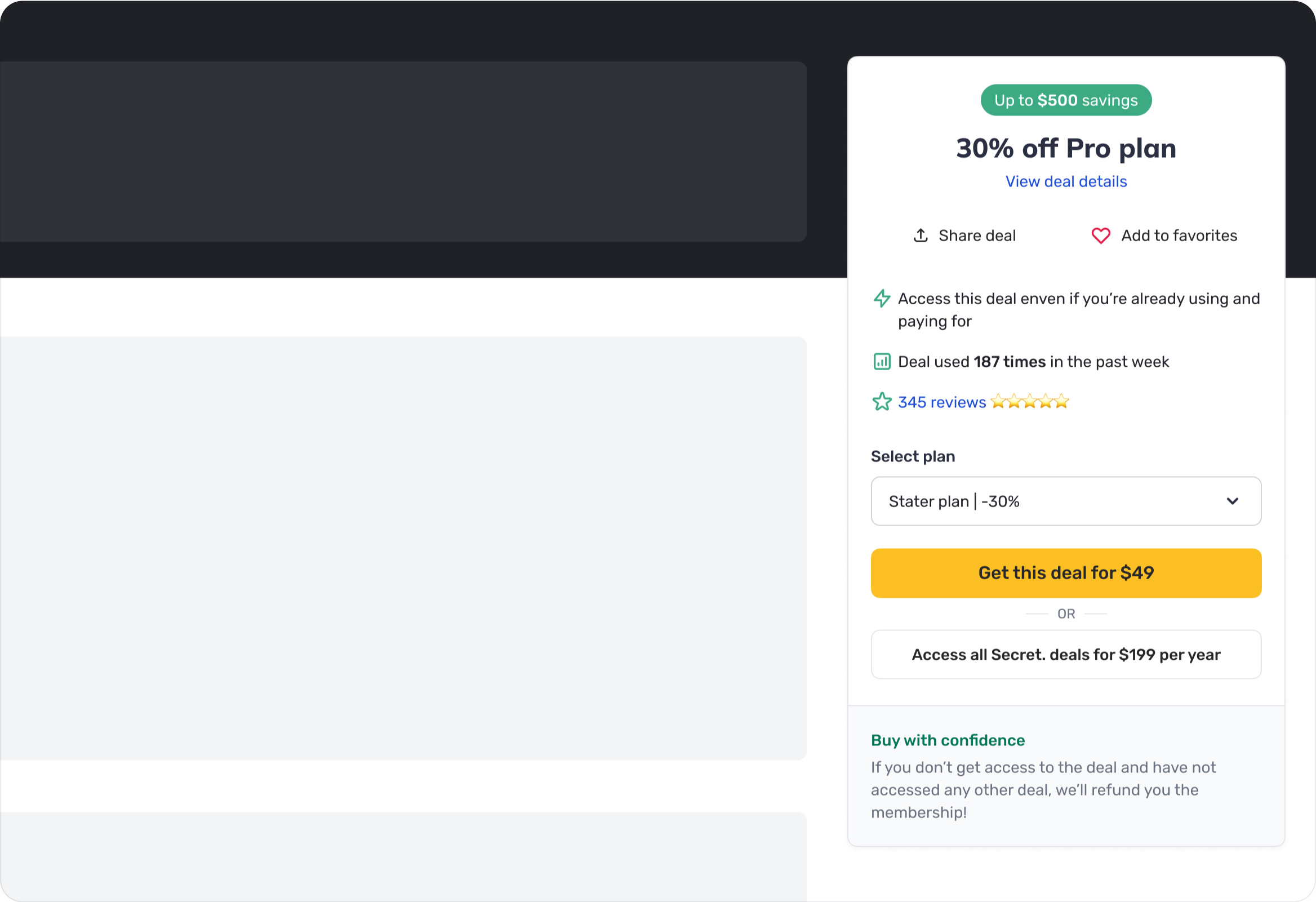 Join Secret call to action card component cta detail marketplace