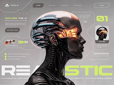 Futuristic AI Generator - GANs ai artificial intelligence branding character generator desktop futuristic image generator innovation inspiration landing page minimalist product design realistic technology trend typography ui design ux design website