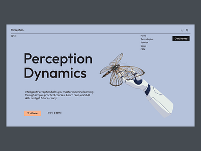 Perception Dynamics hero section interaction design landing page microinteractions motion design motion graphics ui