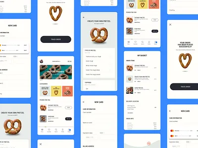 UX/UI design for food ordering app, The Pretzel Day appdesign foodapp frames phone ui uidesign ux uxdesign uxui
