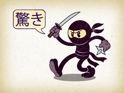 Ninja - 1930s cartoon style branding cartoon character design illustration logo mascot rubber hose t shirt