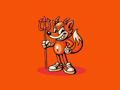 Devil Fox - Sketch character demon design devil fox hell illustration logo mascot retro retro character sketch trident vintage