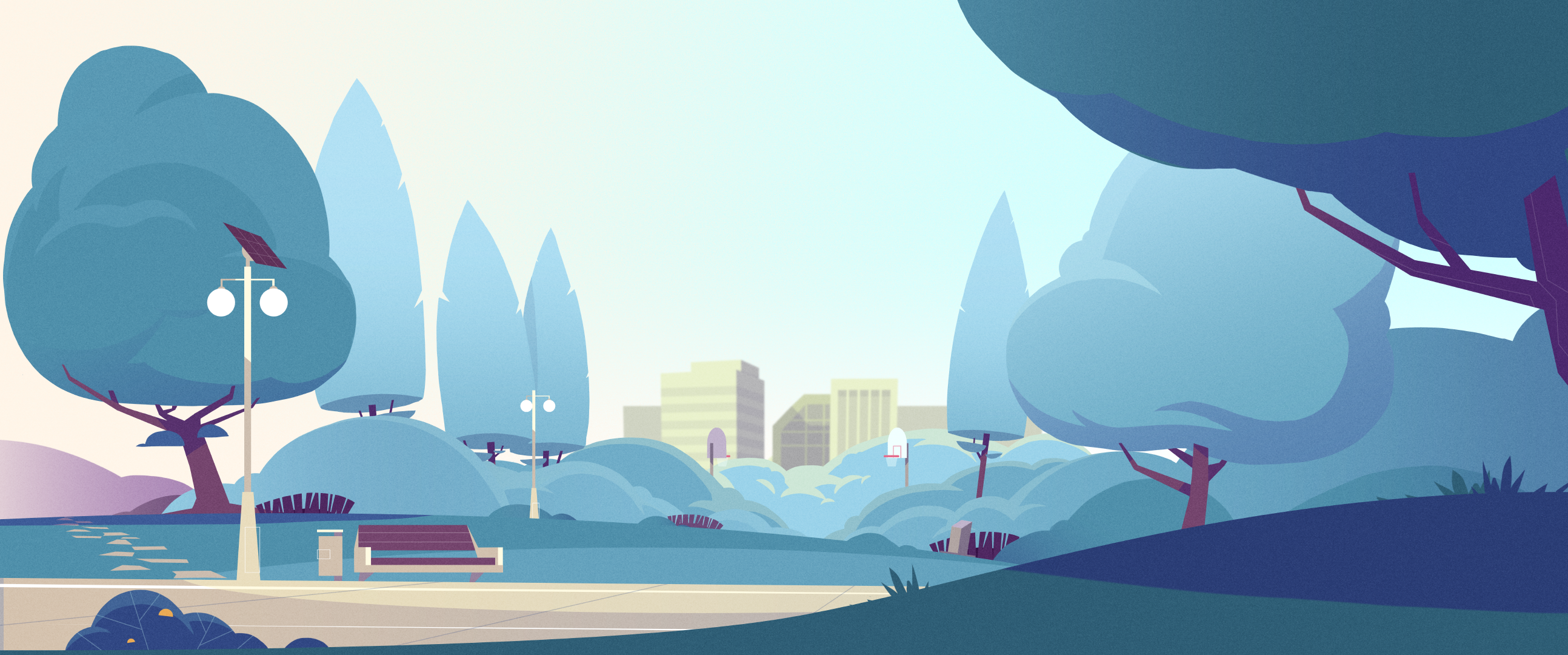 Park 2d animation artwork basketball bench city illustration illustrator motion graphics park sek sekond vector