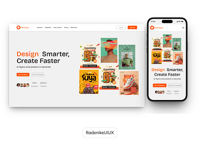 AI Design Generator Landing Page and Dashboard design herosection landingpage mobileapp ui ux webapp