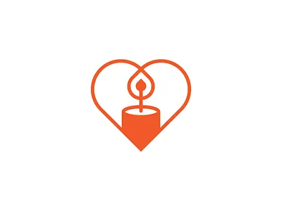 Minimal Love Candle Logo apparel brand and identity candle care charity club community fire guide heart lamp light logo love minimilist passion premade logos romantic warm