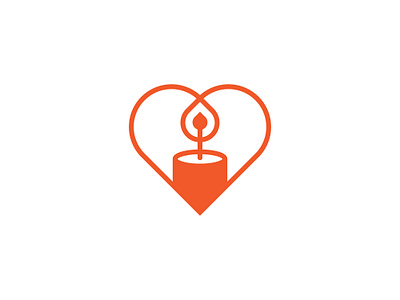 Minimal Love Candle Logo apparel brand and identity candle care charity club community fire guide heart lamp light logo love minimilist passion premade logos romantic warm