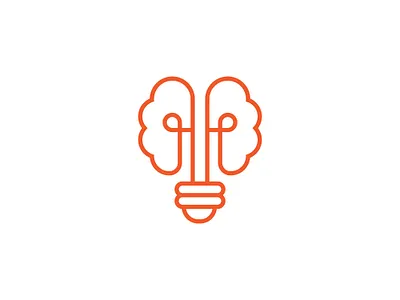 Abstract Brain Bulb Logo ai app artificial brain bulb electricity idea intelligence lamp light logo logodesigner mind minimilist premade logos smart software tech warm