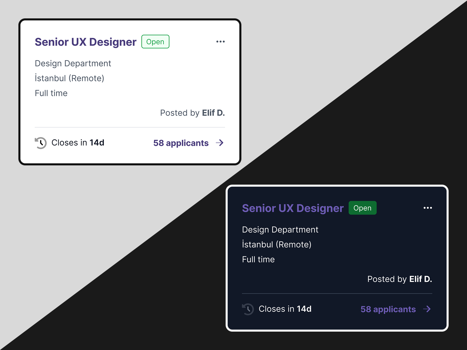 Job Posts - Card List View (Modern HR Dashboard) applicant tracking ats design card layout card view dashboard ui data visualization employee experience enterprise saas hiring process hr dashboard hr tech job listings ui job management job posts list view people management recruitment dashboard ui patterns ux for hr workflow design