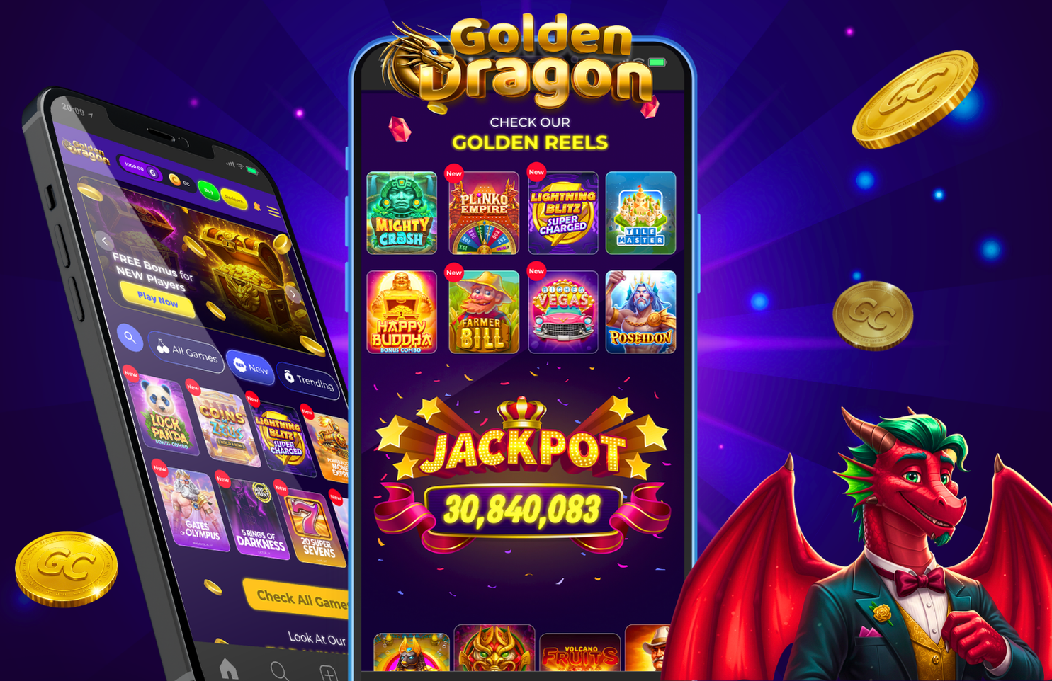 Golden Dragon Casino UI/UX Design casino design casino ui crypto casino design fintech ui gambling platform gaming ui illustration interactive game ui slot machine ui ui