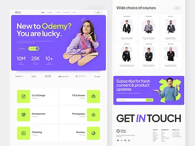 Odemy - E-Learning Platform Landing Page clean course design e learning education landing page learning lms mentor modern online professional school service student tutor ui ux web design website