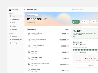 Digital Bank - Dashboard banking clean ui digital bank finance finance dashboard fintech interface interface design minimal ui mobile banking modern ui money management personal finance product design super app ui uidesign uiux web design
