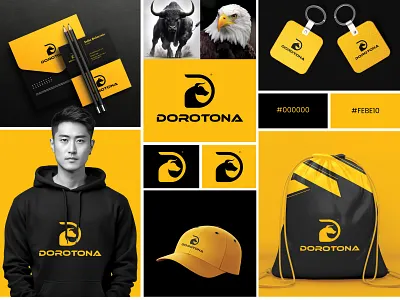 DOROTONA – Bold Branding & Identity Design | Dinzey from Hawai abstract logo animal logo black and yellow branding bold logo brand kit brand strategy branding design corporate identity custom logo logo design logo mockup merchandise design minimal branding modern branding modern identity powerful brand professional brand design sports branding strong logo design visual identity
